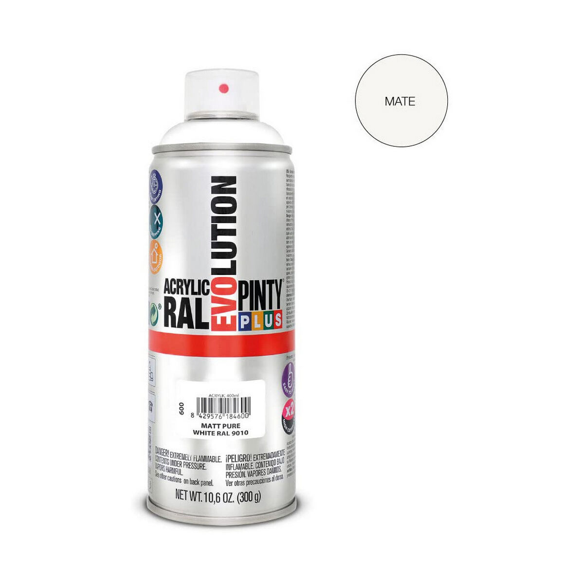 Spray festék Pintyplus Evolution RAL 9010 400 ml Matt Pure White